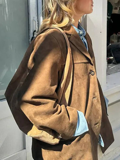 Damska kurtka oversize z zamszu | Styl vintage