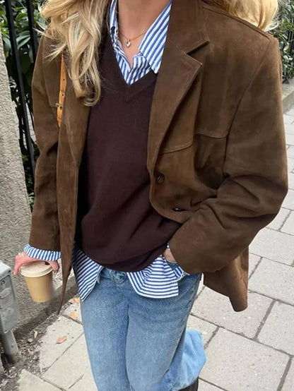 Damska kurtka oversize z zamszu | Styl vintage