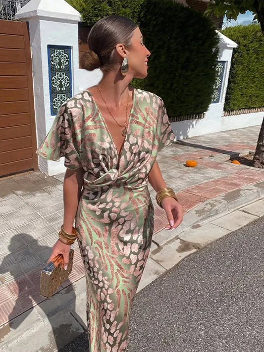 Damska sukienka midi z nadrukiem