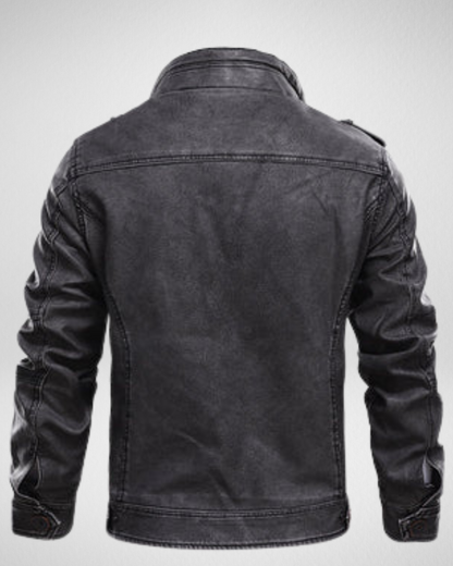 Klasyczna czarna skórzana kurtka męska