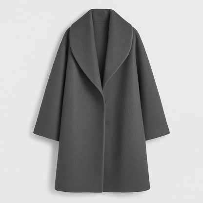 Długi zimowy trencz damski