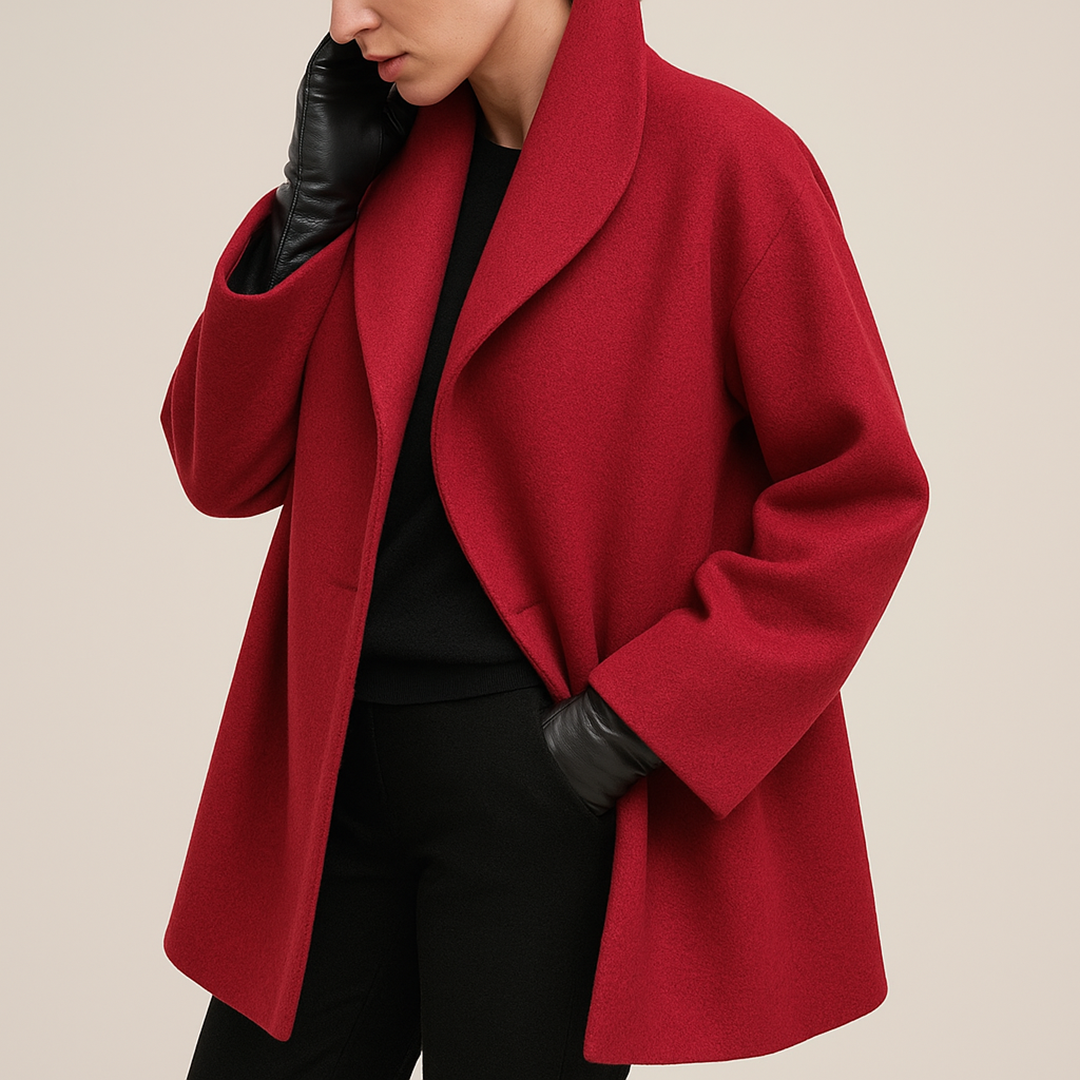 Długi zimowy trencz damski