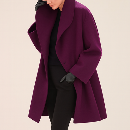 Długi zimowy trencz damski