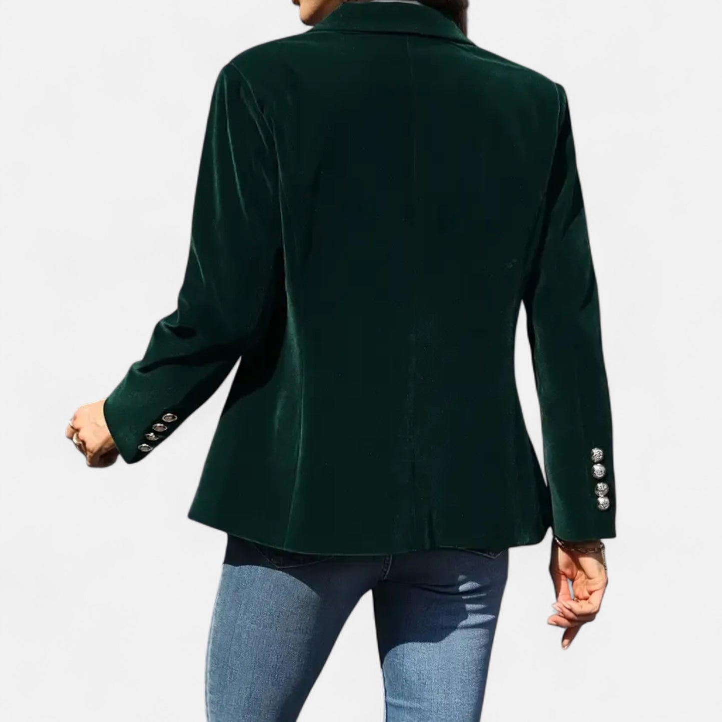 Aksamitna marynarka damska | Dopasowana, miękki aksamit, klasyczne zapięcie